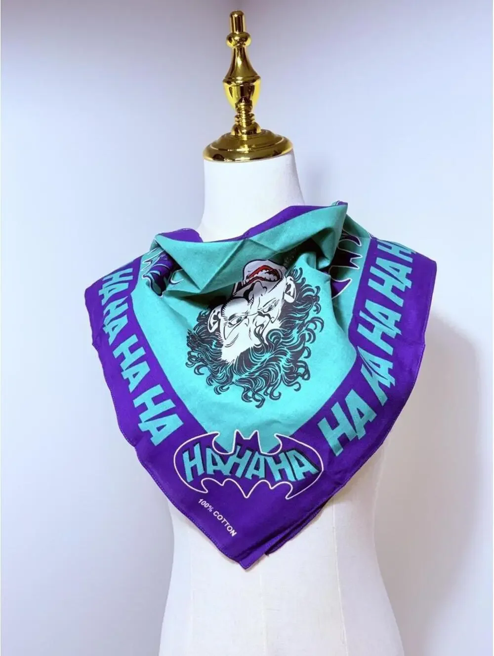 DC Comics theme 1990s Batman The Joker cotton Scarf Purple and teal
